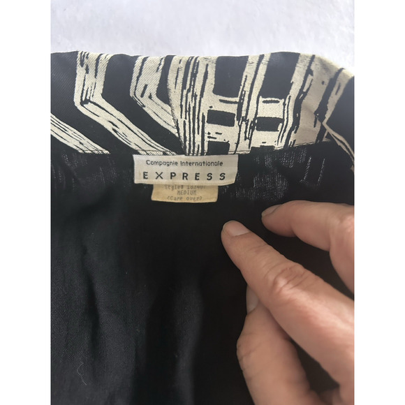 Vintage Express Artsy Blazer Womens Size Medium Black White Bold Mixed Print USA - Picture 4 of 9
